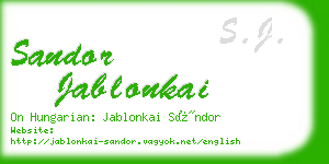 sandor jablonkai business card